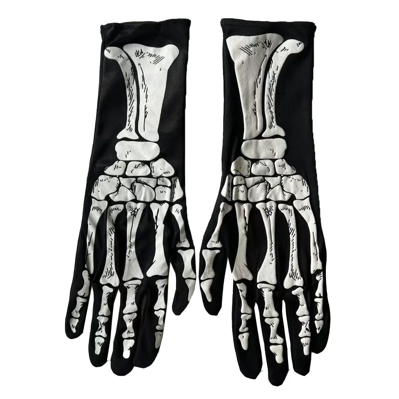 คอสเพลย์ Props กระดูกพิมพ์ถุงมือ Stage Performance Terror ยาว Ghost ถุงมือแฟนซีชุด Prop Skeleton Glove Party เครื่องแต่งกายอุปกรณ์เสริม