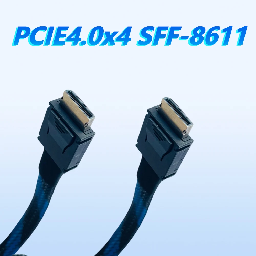 

Oculink 4i SFF-8611 To SFF 8611 PCIE 4.0 X4 GEN4 Кабель в оплетке Мягкий удлинительный кабель GPU SSD 4X посеребренный провод 64 Гбит/с