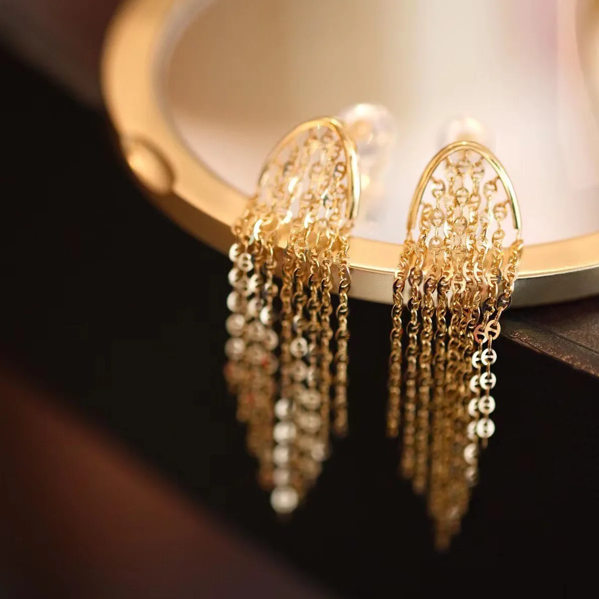 CHOZON S925 Solid Silver Moon Fringe Earrings Celestial Wholesale Dainty Jewelry for Women