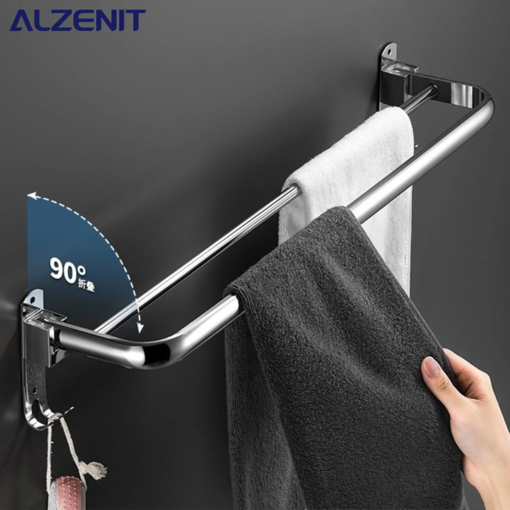 

Вешалка для полотенец из нержавеющей стали 304, настенная серебряная вешалка для полотенец, складная вешалка для полотенец, аксессуар для ванной комнаты из материкового Китая