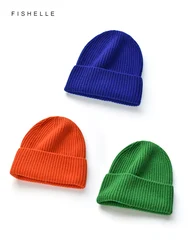 Chapéu de lã sólida feminino masculino outono inverno grosso quente malha adolescente lã boné masculino gorro presentes de natal