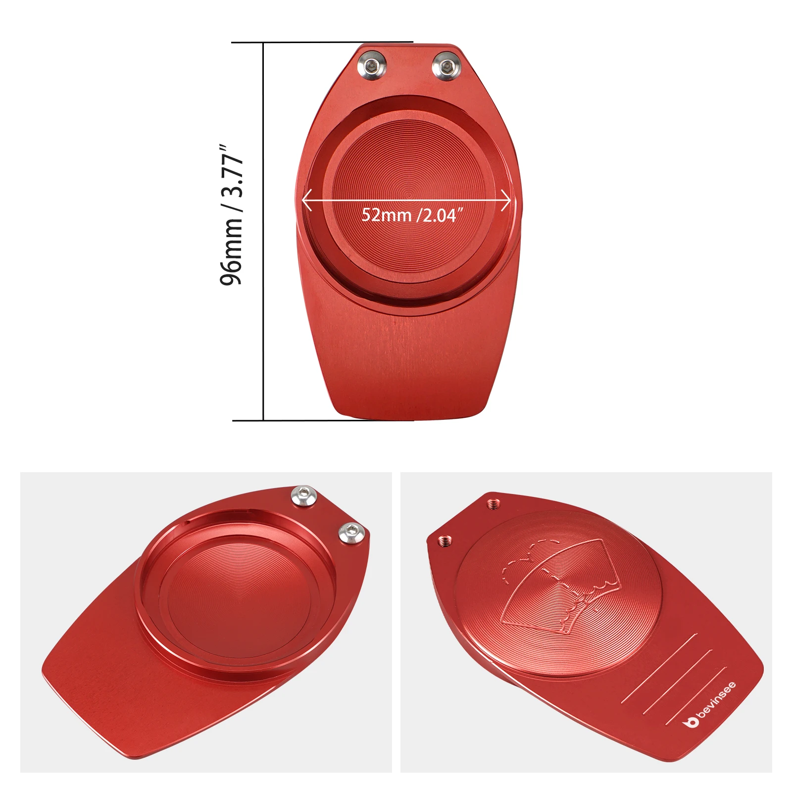 BEVINSEE Aluminium-Scheibenwaschflüssigkeitsbehälterdeckel für VW Golf 7/7.5 GTI/R, Passat B8, Audi A3/S3/RS3 8V/8Y TT/TTS – Detail 2