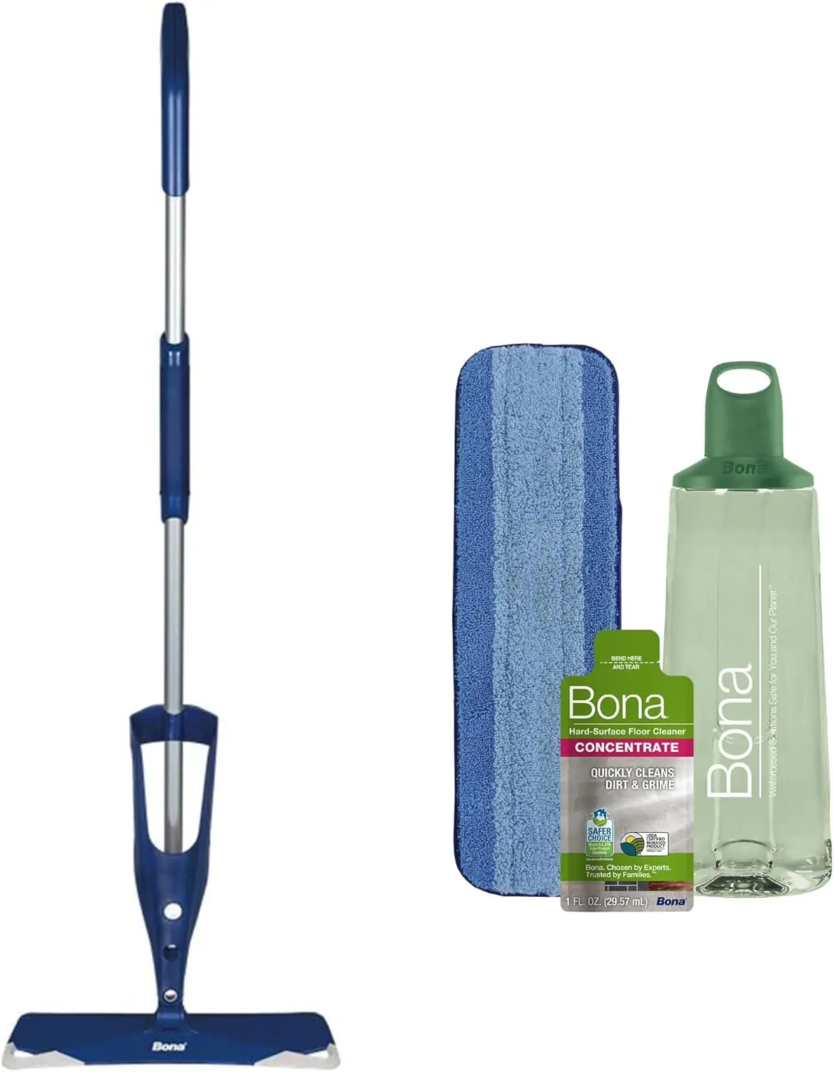 

Premium Spray Mop with Concentrate and Washable Pad for Stone, Tile, Laminate, Vinyl Floors