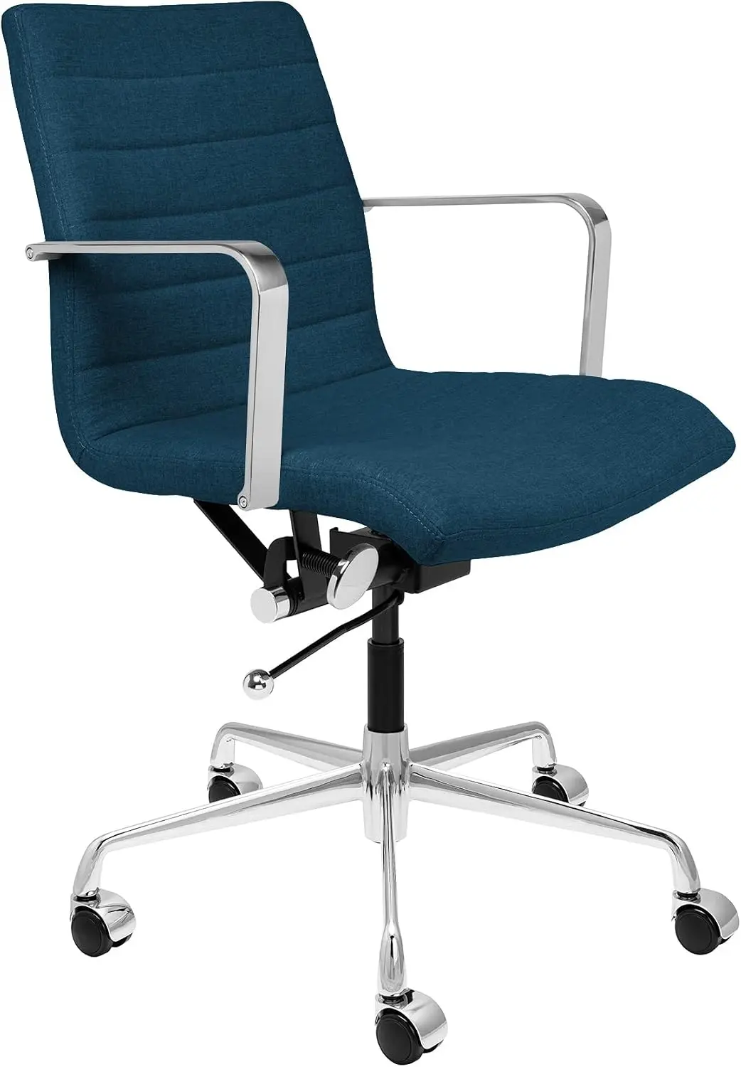 SOHO II Ribbed Office Chair - Mid Back Desk Chair, Ergonomically Designed with Arm Rest & Swivel, Made of Poly-Cotton Fabric, Da