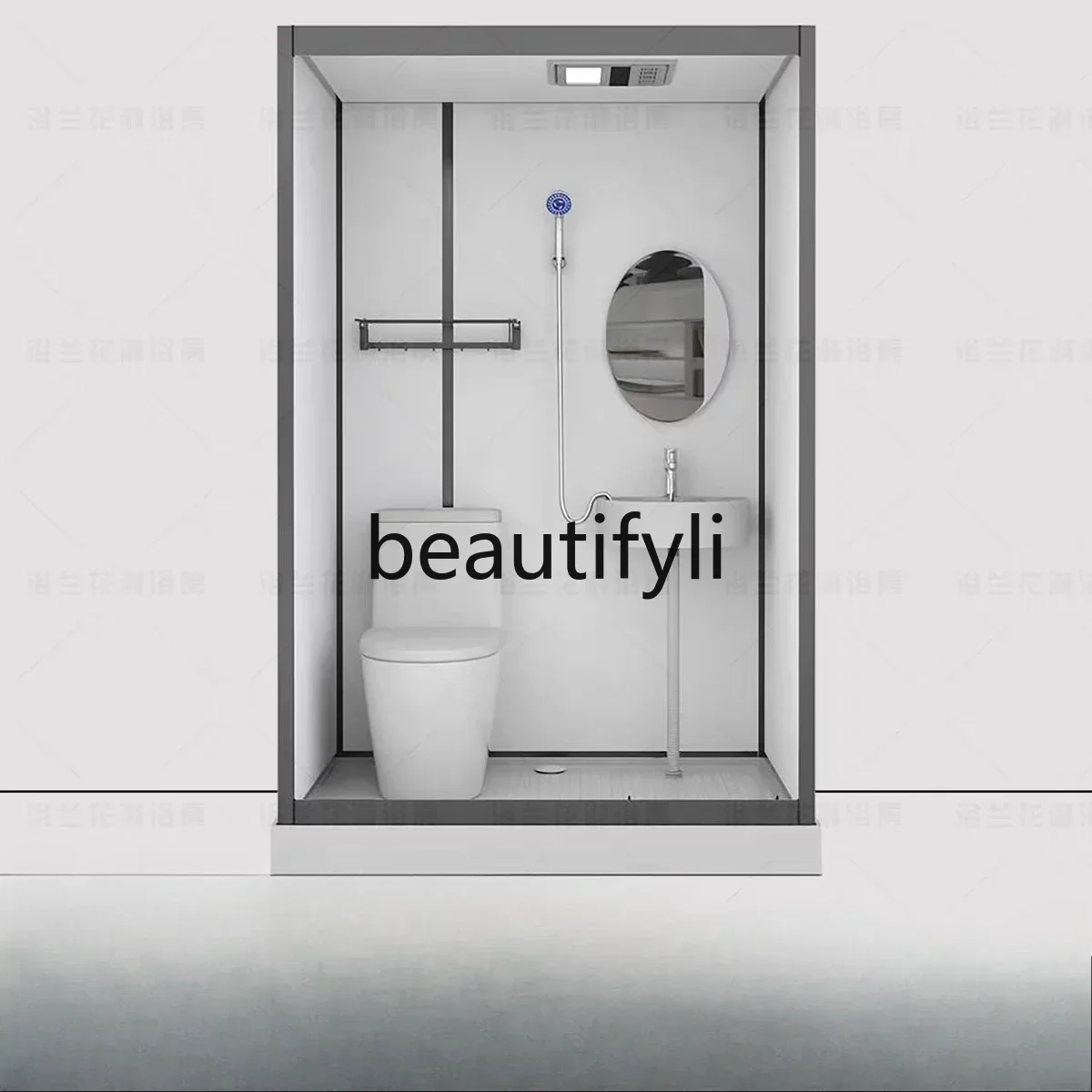02Shower room simple partition bathroom household curved bath integrated bathroom