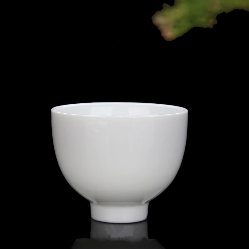 Pure White Porcelain Tea Set, Small Tea Cup, Bamboo Hat Cup, Large Ceramic Cup, Tea Accessories, 3Pcs per Pack