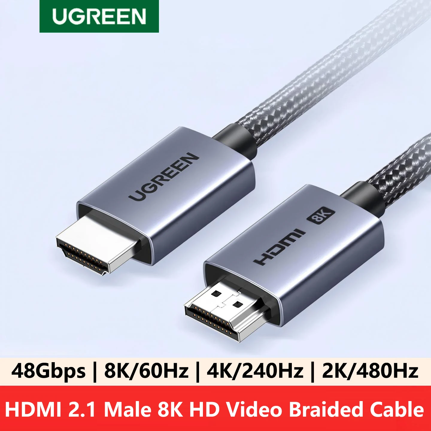 UGREEN HDMI 2.1 8K@60HZ HDR Video Braided Cable 0.5m 1m 1.5m 2m 3m 5m 8m 10m 15m Long For PS5 TV Switch Computer Monitor Laptop
