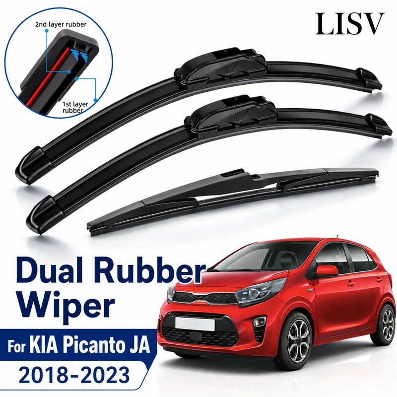For KIA Picanto JA 2018-2023 1set Front & Rear Windshield Wiper Blades Windscreen Wipers 2019 2020 2021 2022 Accessories