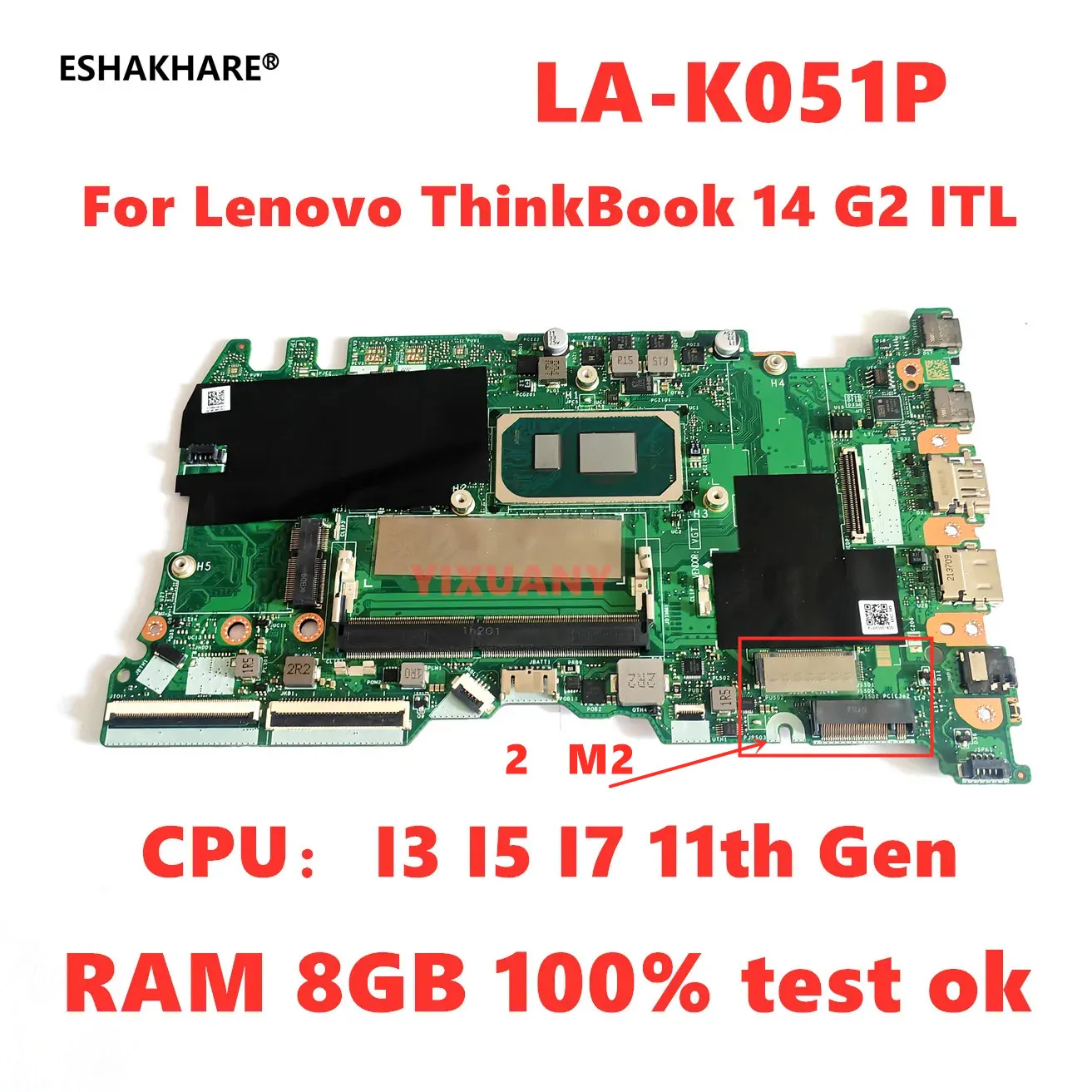 For Lenovo ThinkBook 14 G2 15 52 ITL Notebook Mainboard Laptop i3 i5 i7 11th Gen CPU 5B21A24600 LA-K051P Motherboard 100% test