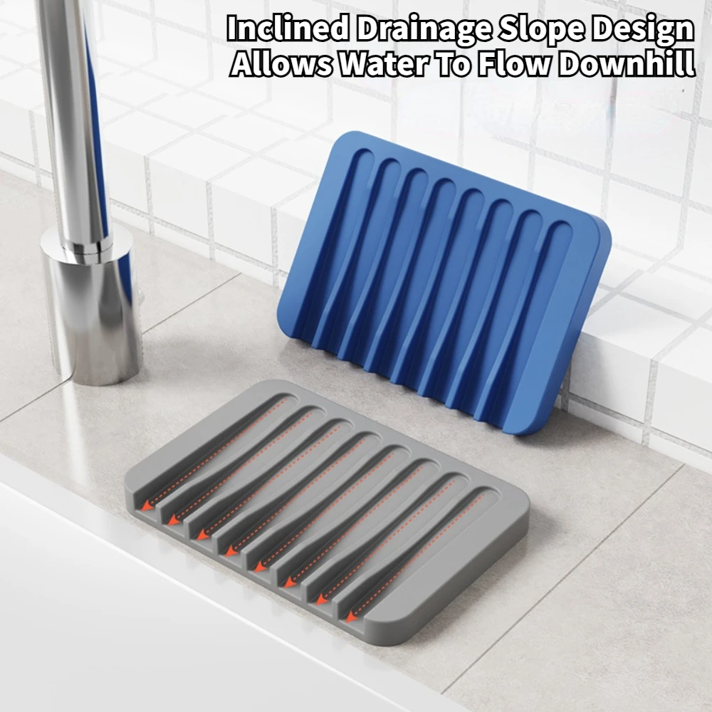 1-Pack Free Punch Soap Box Silicone Draining Soap Holder Creative Kitchen Bathroom Countertop Non-slip Shelf
