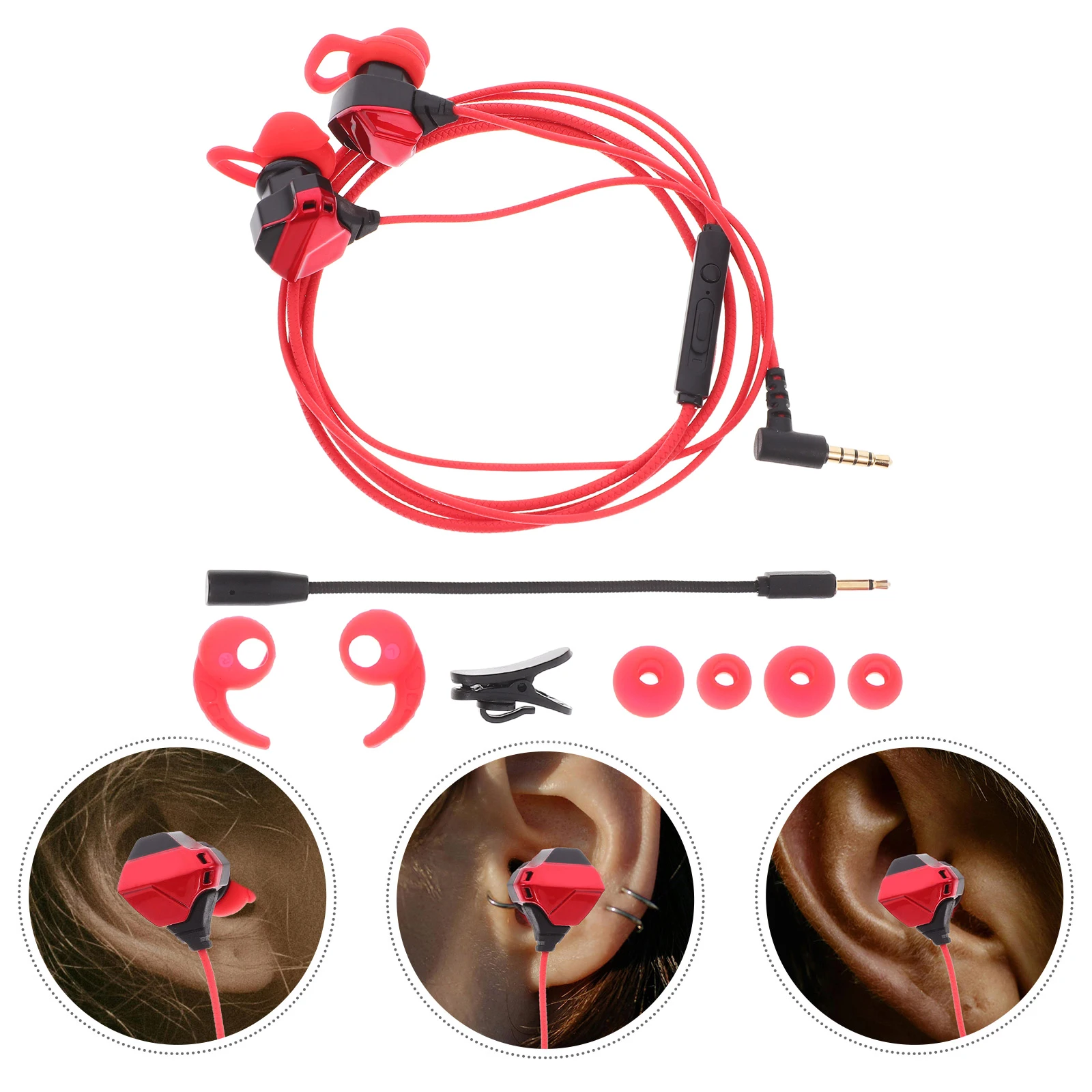 

Gaming Earphones Ergonomic Arc Shaped Ear Wings Soundproof Durable 3.5Mm In Ear Earbuds For Computer Music Videos Gaming