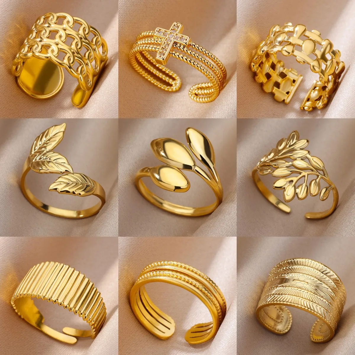 Anillos de acero inoxidable 316L para mujer, anillo de Color dorado para mujer, accesorios de joyería de lujo para hombre, venta al por mayor, envío