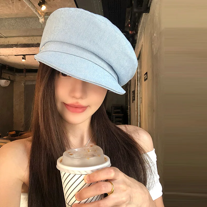 Spring Summer Classic Beret For English Cowboys  Breathable Woven Flat-topped Octagonal Beret Trend Fashion Suit Accessories