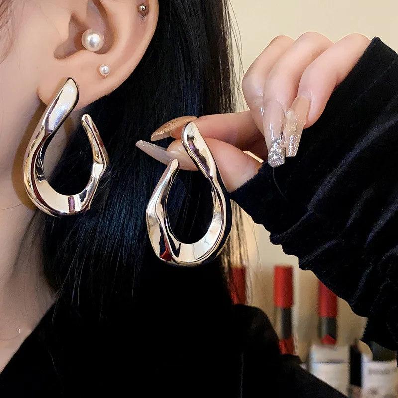 Geometria vintage irregular eardrop personalidade assimetria gotejamento brincos de óleo para mulheres moda diária deslocamento jóias presentes