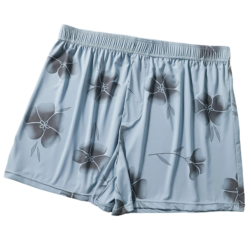 Men Ice Silk Glossy Loose Boxers Extreme Night Underwear Smooth Panties Cooling Home Trunks Soft Shorts Sleepwear Men's Clothing