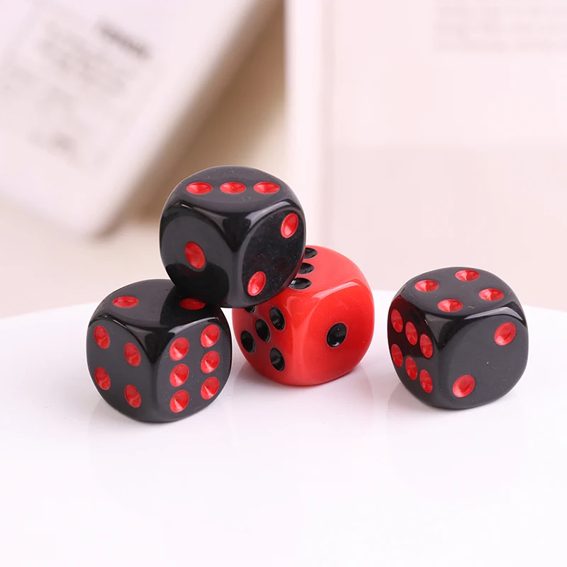 10Pcs High Quality 16mm Red Black Six Sided Spot D6 Playing Games Dice Set Opaque Dice For Bar Pub Club Party Board Game image 2