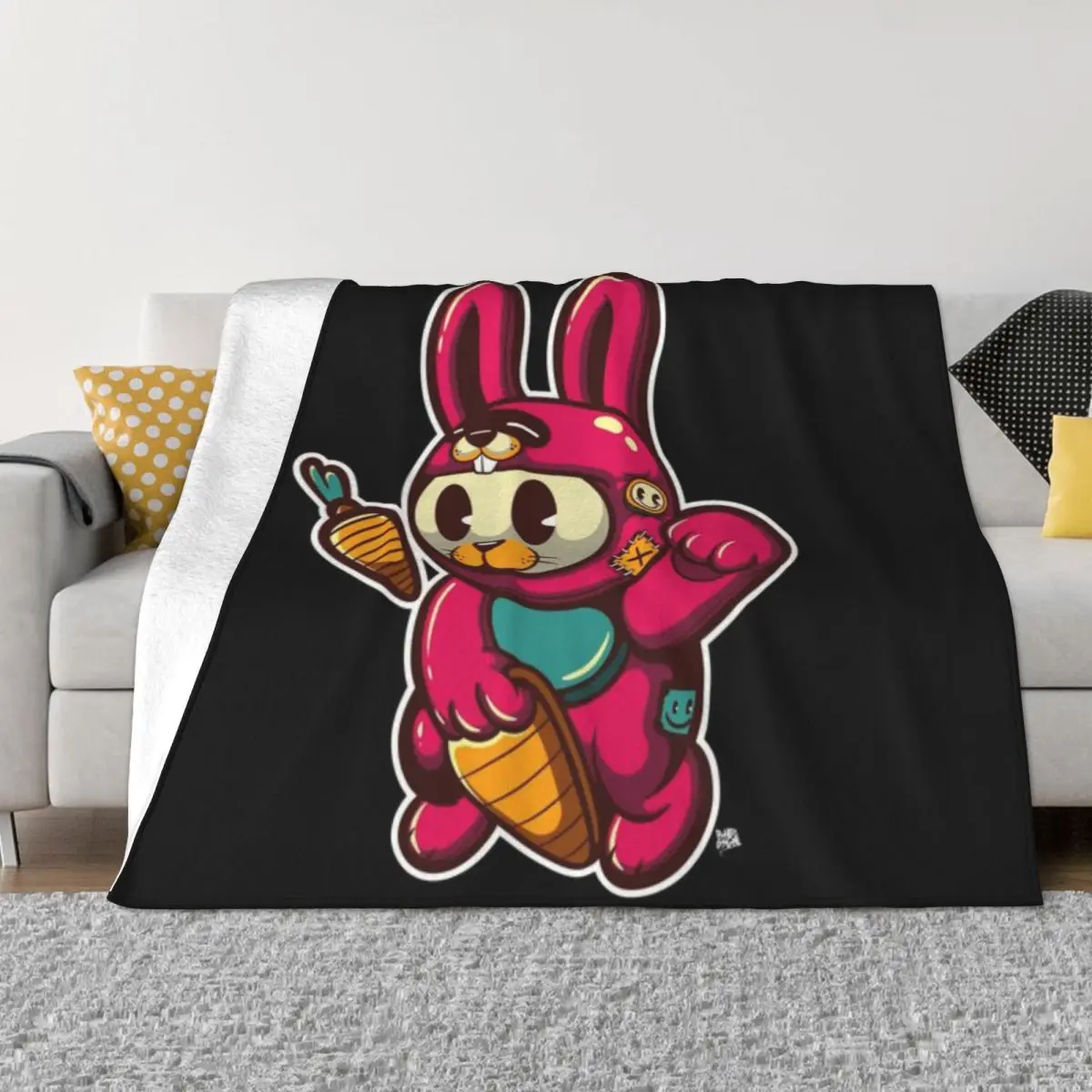 Couverture en micro polaire ultra-douce personnalisée Lucky Bunny pour les fêtes