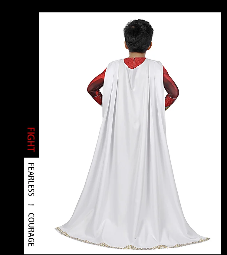 Captain Costume Billy Batson Shazam Cosplay Costumes for Kids Children Size 3D Printed Anime Cosplay Jumpsuits Mantle Cape