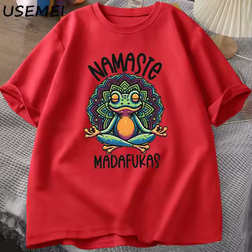 Funny Yoga T Shirt Frog Self Care T-Shirt Cotton Short Sleeve Positive Cottagecore Namaste Tee Men Women Mens Clothes Streetwear - Image 8