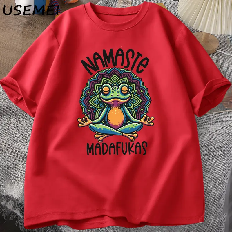 Funny Yoga T Shirt Frog Self Care T-Shirt Cotton Short Sleeve Positive Cottagecore Namaste Tee Men Women Mens Clothes Streetwear - Image 8