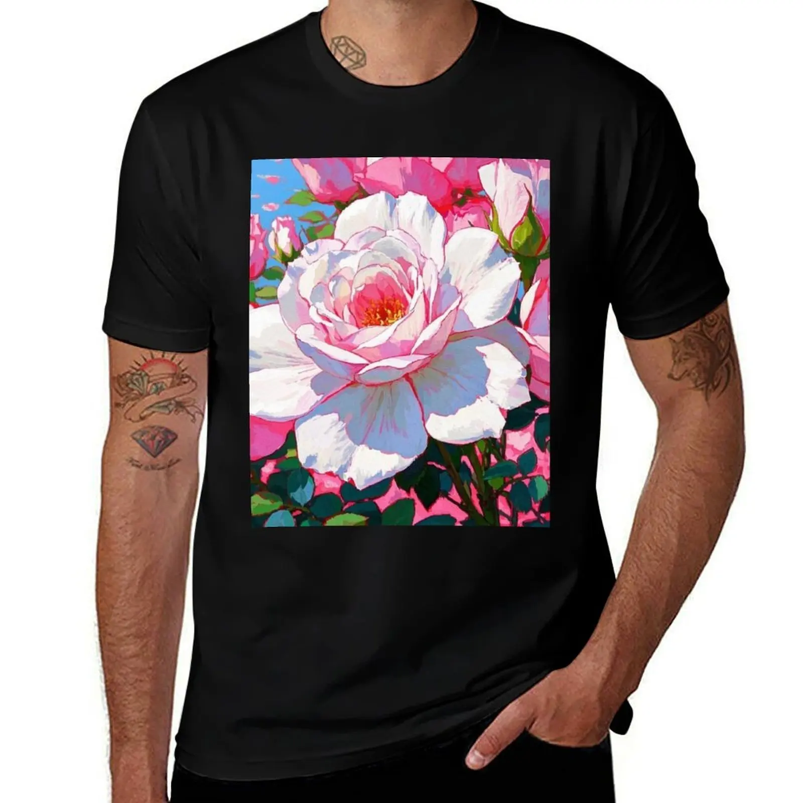 

Pink Rose Garden: Abstract Texture Play T-Shirt blue archive summer shirt essential t shirt black t-shirts for men