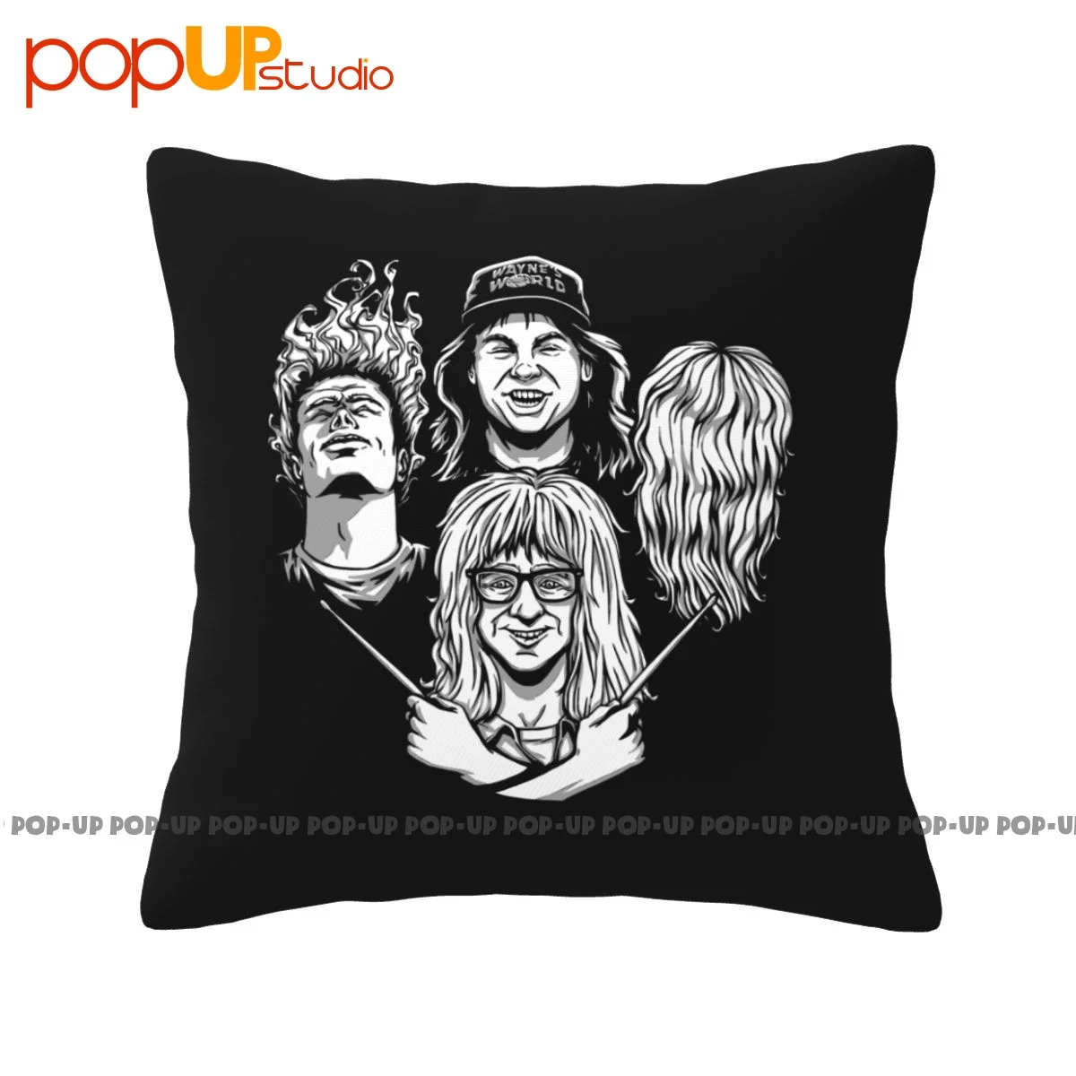 Modern Wayne World X Queen Bohemian Rhapsody Garth Algar Wayne Campbell Pillowcase Throw Pillow Cover Ultra Soft