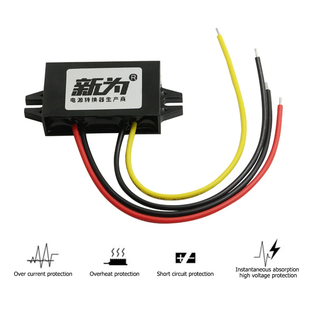 Convertisseur de puissance Buck DC12V à 6V DC 2A 12W, protection Multiple, adaptateur de changeur de tension abaisseur, régulateur étanche pour l'audio