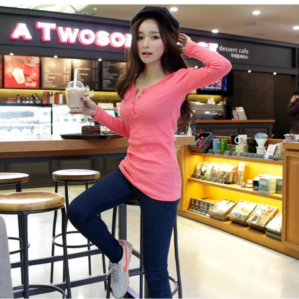 Women Long Sleeve T Shirt Slim Fit Basic Pullover Crew Neck Solid Color Soft Fabric Casual Elegant Autumn Female Fashion