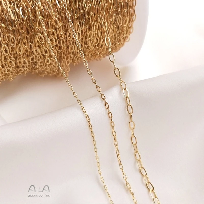 14k Gold Color Rectangular O-chain Thin Chain DIY Earrings Bracelet Necklace Material Accessories Loose Chain