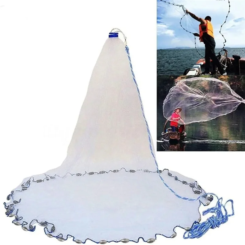 

Saltwater Fishing Cast Net For Bait Trap Fish 4/5/6 Ft Radius Casting Nets With Heavy Duty Zinc Sinker Weight-AT20