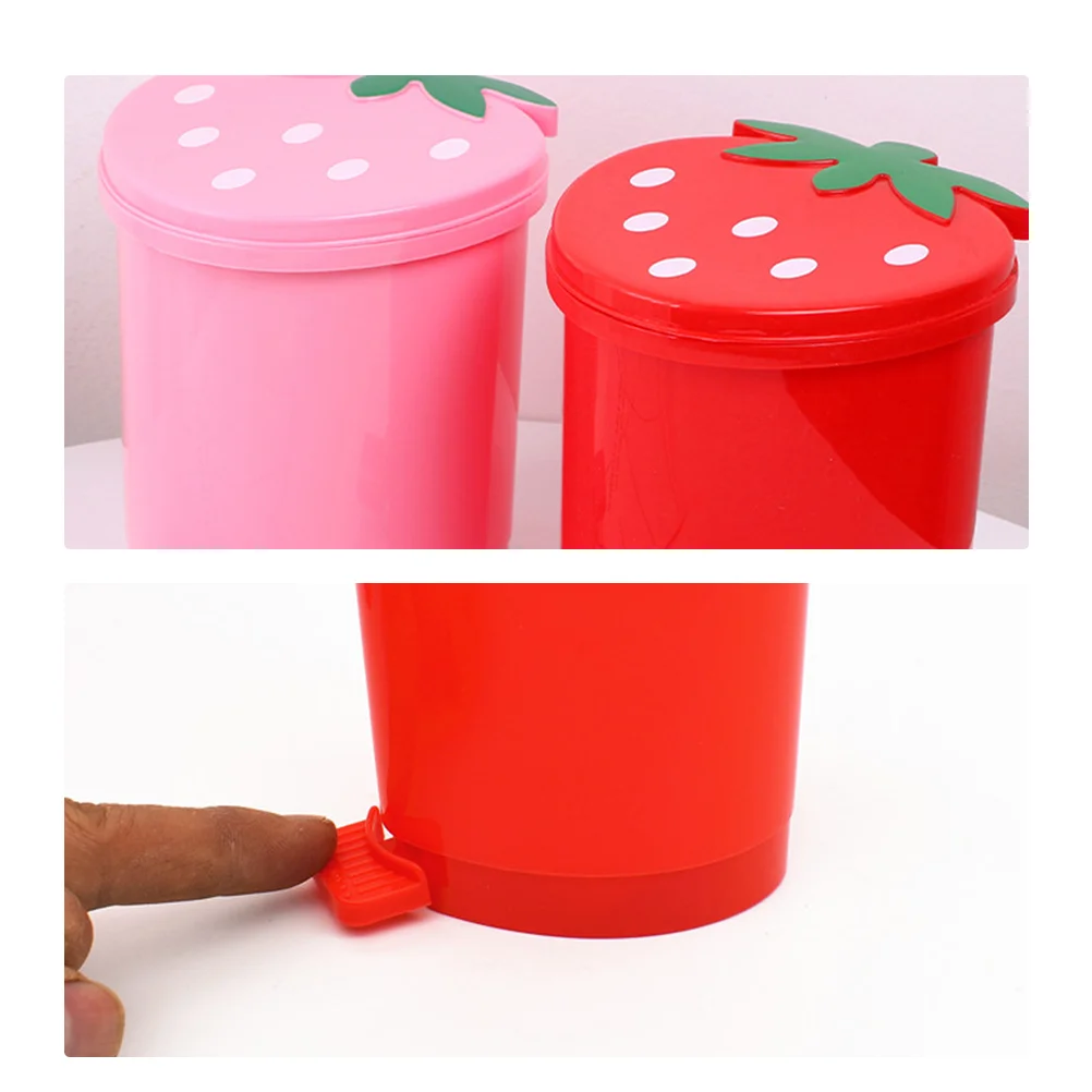 Desktop Trash Can Bin for Car Strawberry Mechanical Pencil Adorable Garbage Storage Pp Small Child Tins