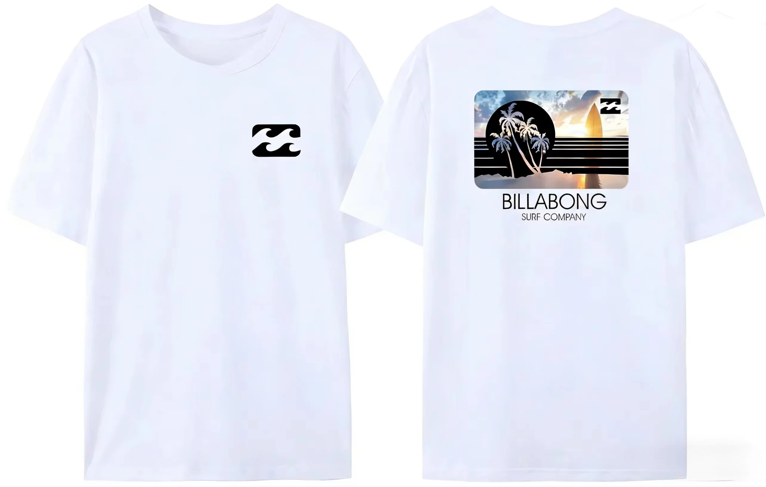 2026 Summer men's Billa-bong English printed T-shirt cotton double-sided high-quality casual T-shirt clothing graphic t shirts