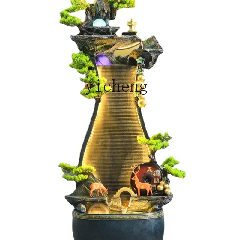 Lucky Flowing Water Ornaments Living Room Floor Rockery Fountain Circulating Water Landscapeu18