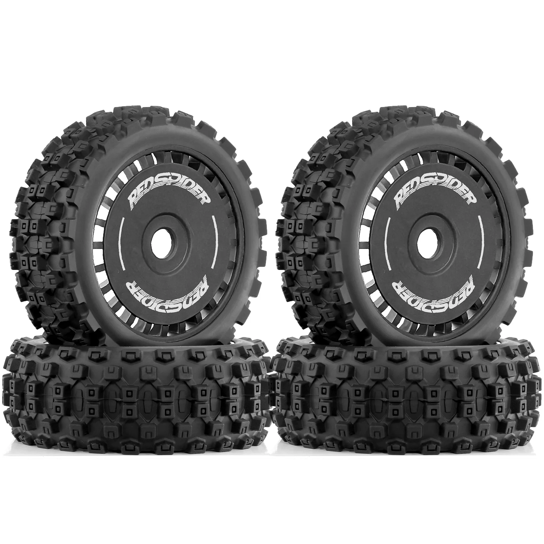1/8 RC Buggy Off-Road Tires Set Studded Head Pattern 17mm Hex 118mm OD Fits 1/8 Off-Road Bikes Arrma Python HSP Redcat Kyosho