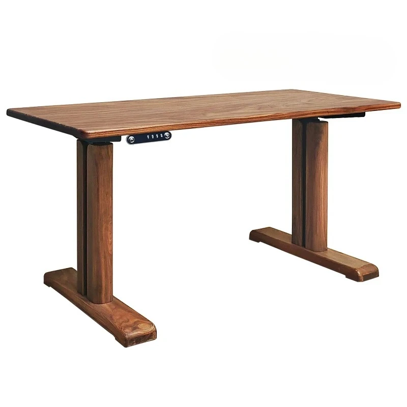 

Black Walnut Electric Lifting Desktop Computer Desk Solid Wood Work Writing Office Desk Log home accessories