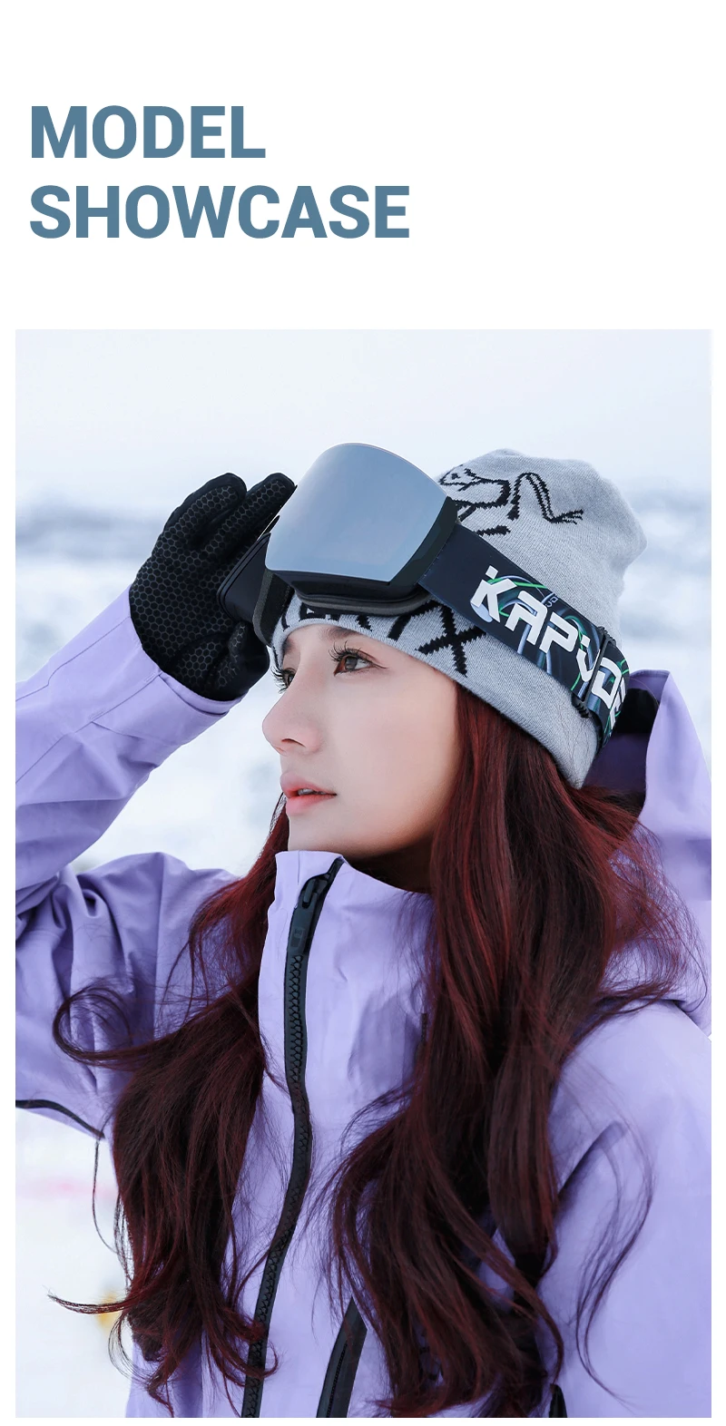 Kapvoe Neue Outdoor Photochromatische Skibrille mit Anti-Beschlag-Gläsern, UV400-Schutz, Skibrille für Männer und Frauen, Schnee-Sonnenbrille, Sportbrille – Detail 11