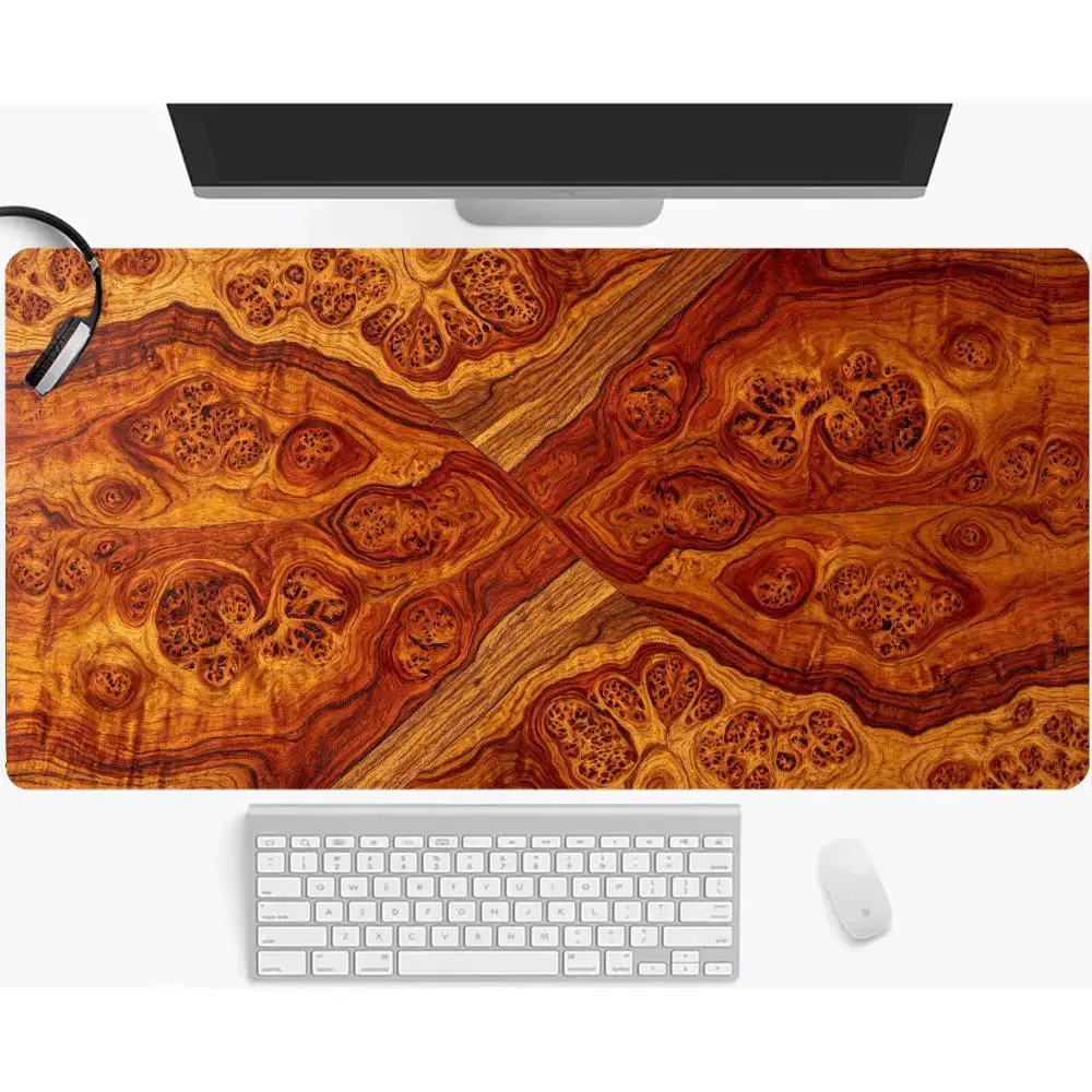 Natural Wood Texture Art Playmat Large Size Mouse Pads For Games Office Desktop Laptop Keyboard pad Non-Slip Rubber