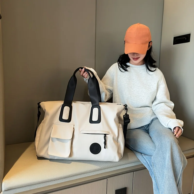 [حقيبة سفر ذات سعة كبيرة] حقيبة سفر ذات سعة كبيرة، حقيبة حمل خفيفة الوزن، حقيبة رياضية مع حزام كتف