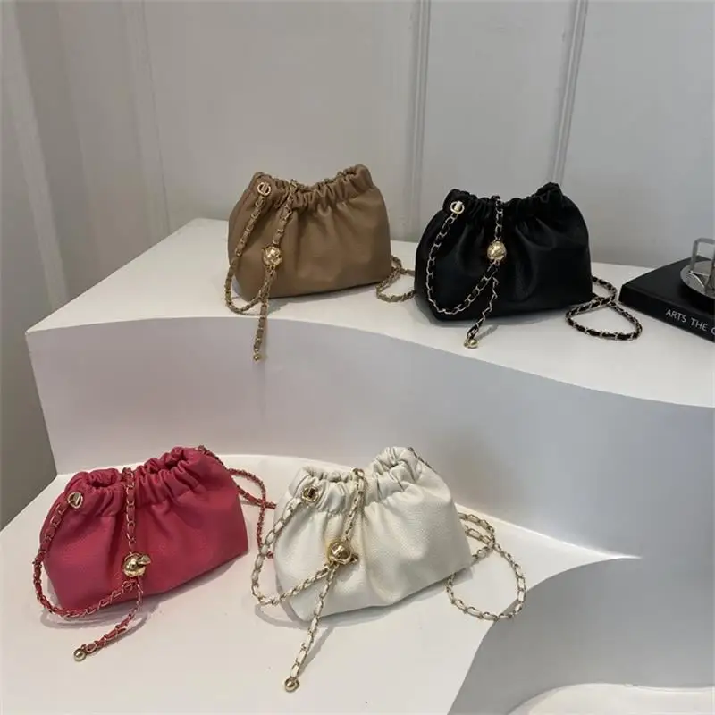 

Women Chain Shoulder Bag Girly Fashion PU Crossbody Tote Bag Commuter Bucket Bag Casual Pleated Hobo Bag Satchel Sling Bag Gifts
