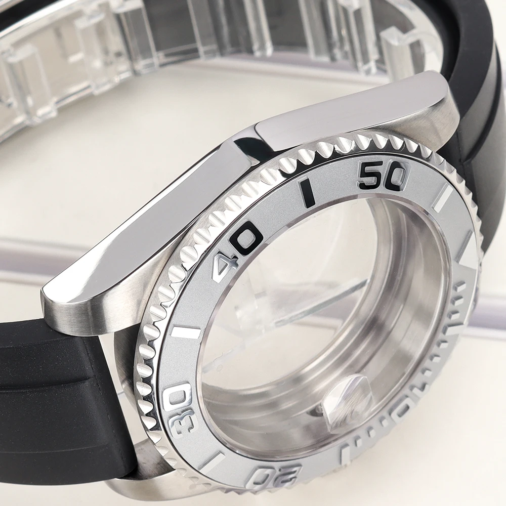 40mm Herren 20ATM Uhrengehäuse Gummiarmband Saphirglas für YACHT NH35 NH36 NH34 4R 7S26 Miyota 8215 ETA2824 Automatik-Uhrengehäuse Ersatzteil – Detail 4