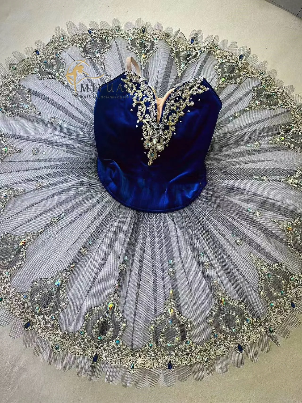 High-end professional custom classical ballet TUTU blue short skirt performance competition dress women's costume