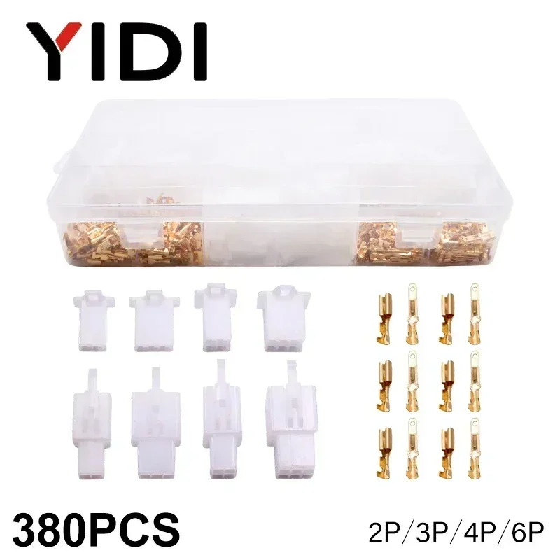 380pcs 2/3/4/6 Pin Crimp Auto Electrical Insulated Cable Wire Terminals 2.8 Set Male Female Plug Socket Connector Kit Motorcycle