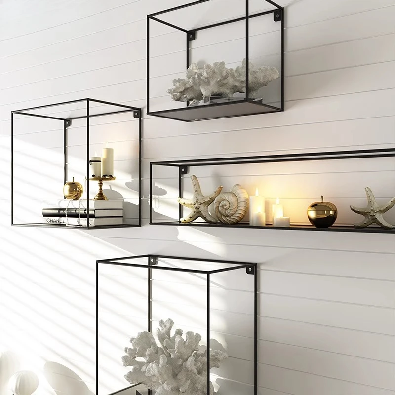 

ins Nordic style Internet celebrity one-word shelf background wall decorative shelf simple bookshelf wall wall decorative shelf