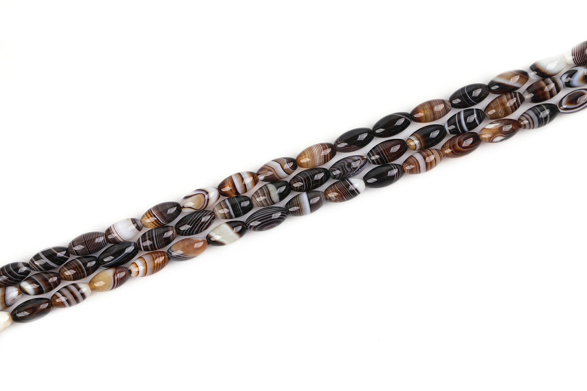 8x16mm Olivary Rice Botswana Agates Beads Natural Stone Beads DIY Loose Bead For Jewelry Making Strand 15 Inch About 25pcs