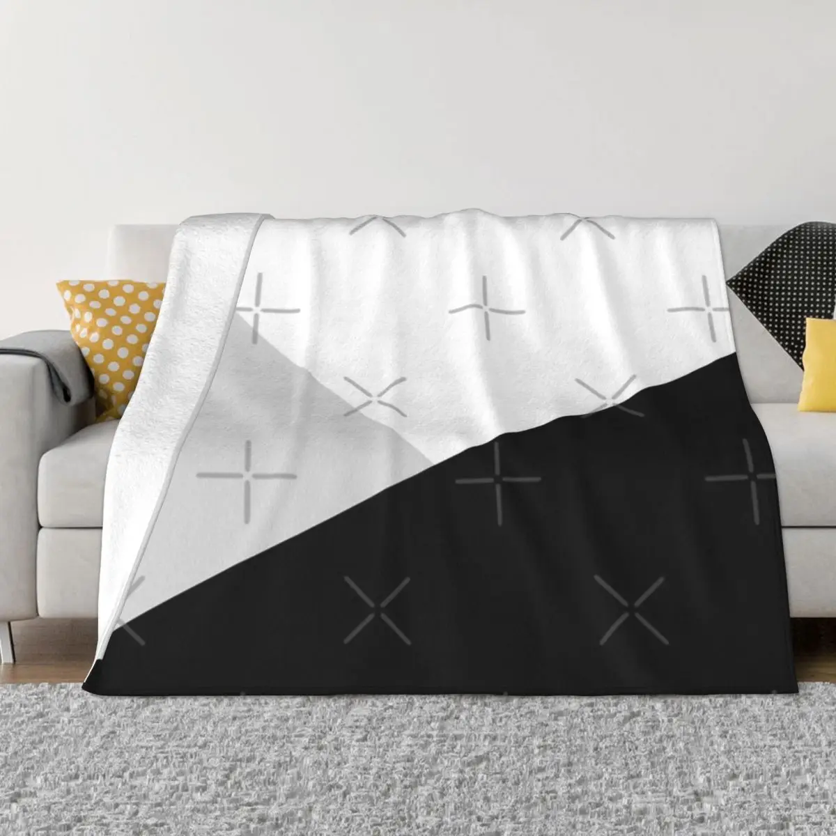 Monochromatic Black White Gray Color Block Anime Bed Blankets Couple Blankets Blankets And Blankets Throw Blanket