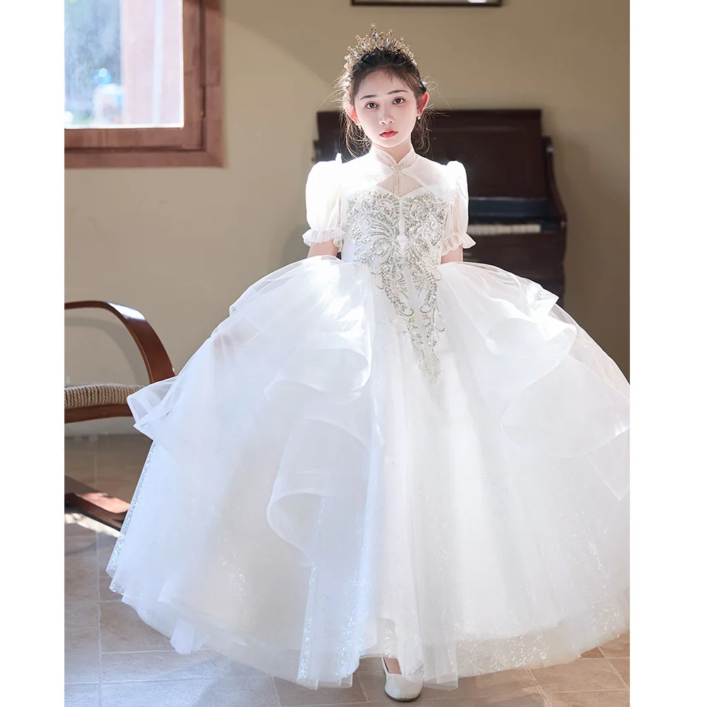 

Children's Dress Light Luxury Niche2025New High-End Girls' Birthday Stylish Princess Dress Flower Girl Piano Performance Dress