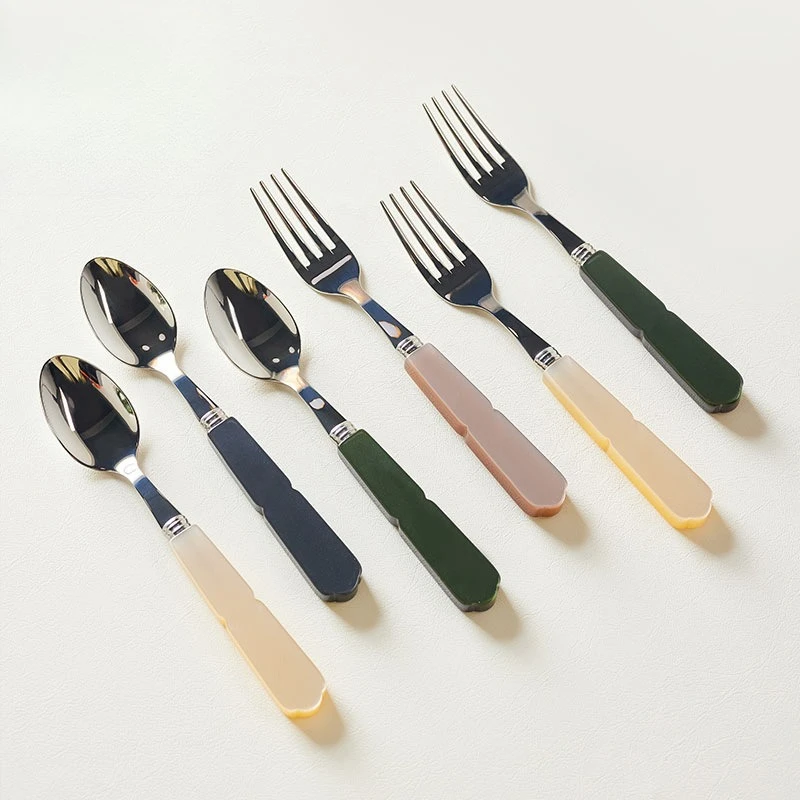 

Color resin handle knife, fork and spoon high value small fresh household exquisite butter knife