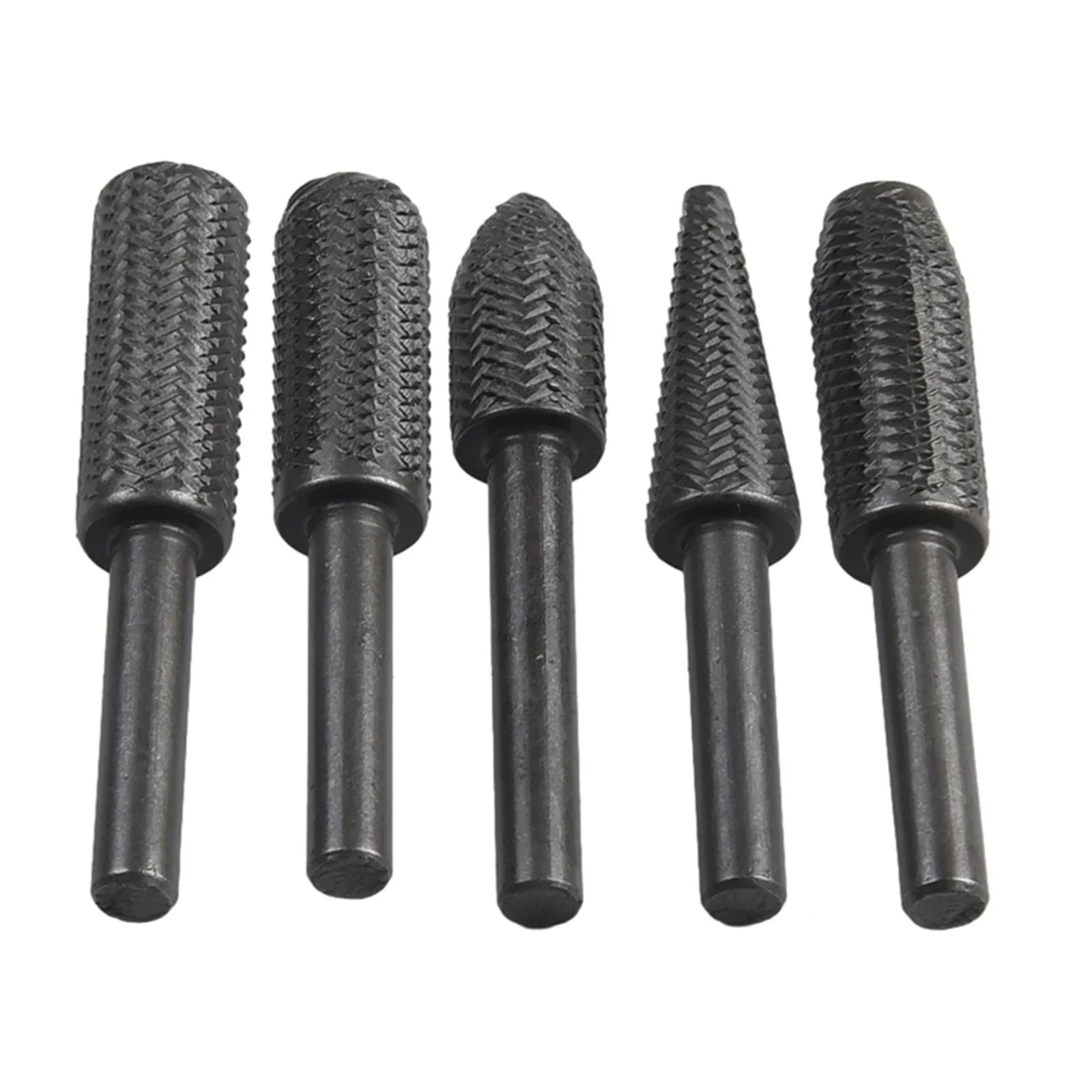 Rotary Rasp Aço File Set, Trabalhando, 6mm Shank, 59mm, Comprimento 45 #, Moagem Metais, Derusting Metal, Deburring, 5Pcs