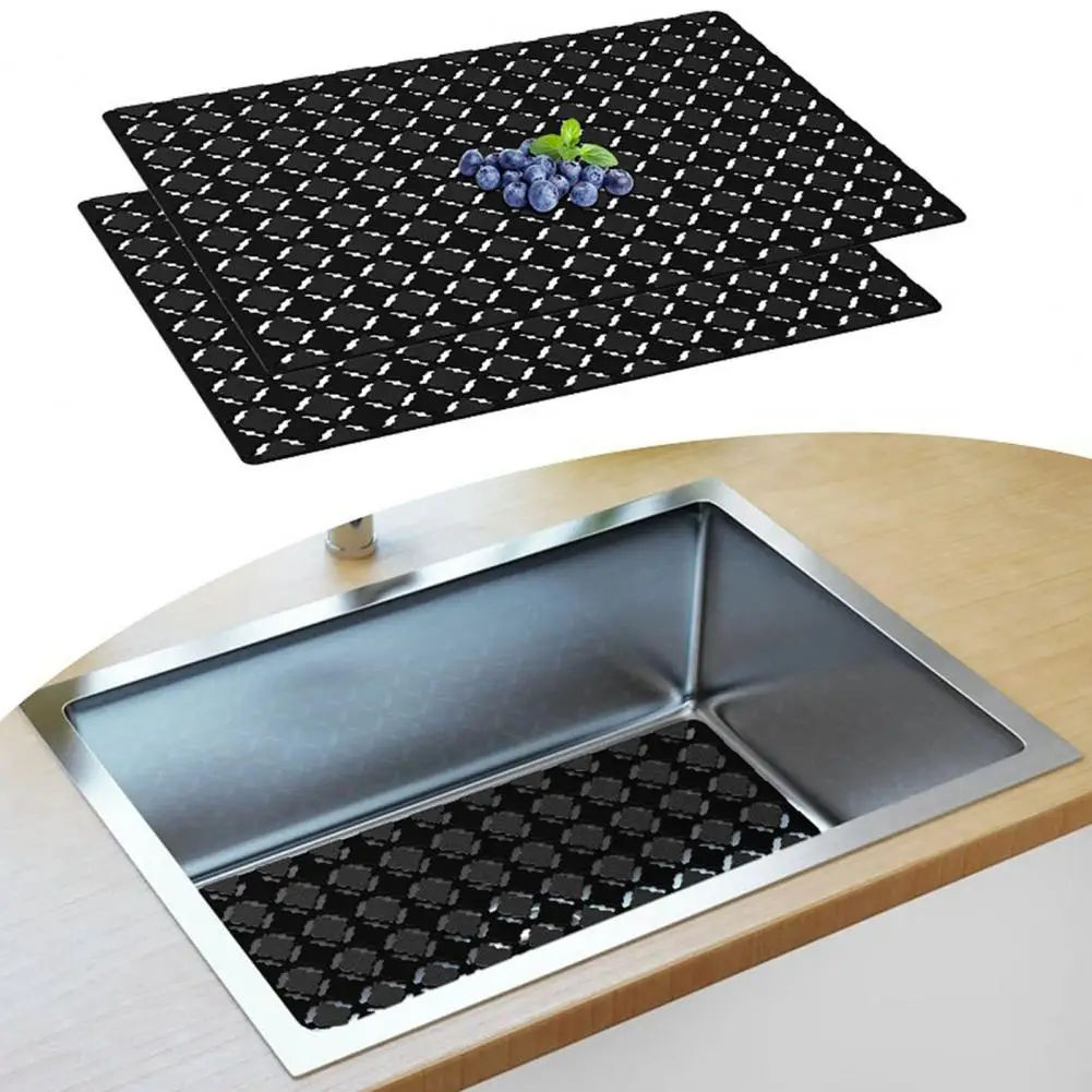 2Pcs 30x40CM PVC Sink Drain Hollow Kitchen Filter Splash Mat Rhombus Cuttable Sink Protector Draining Pad Kitchen Accessories