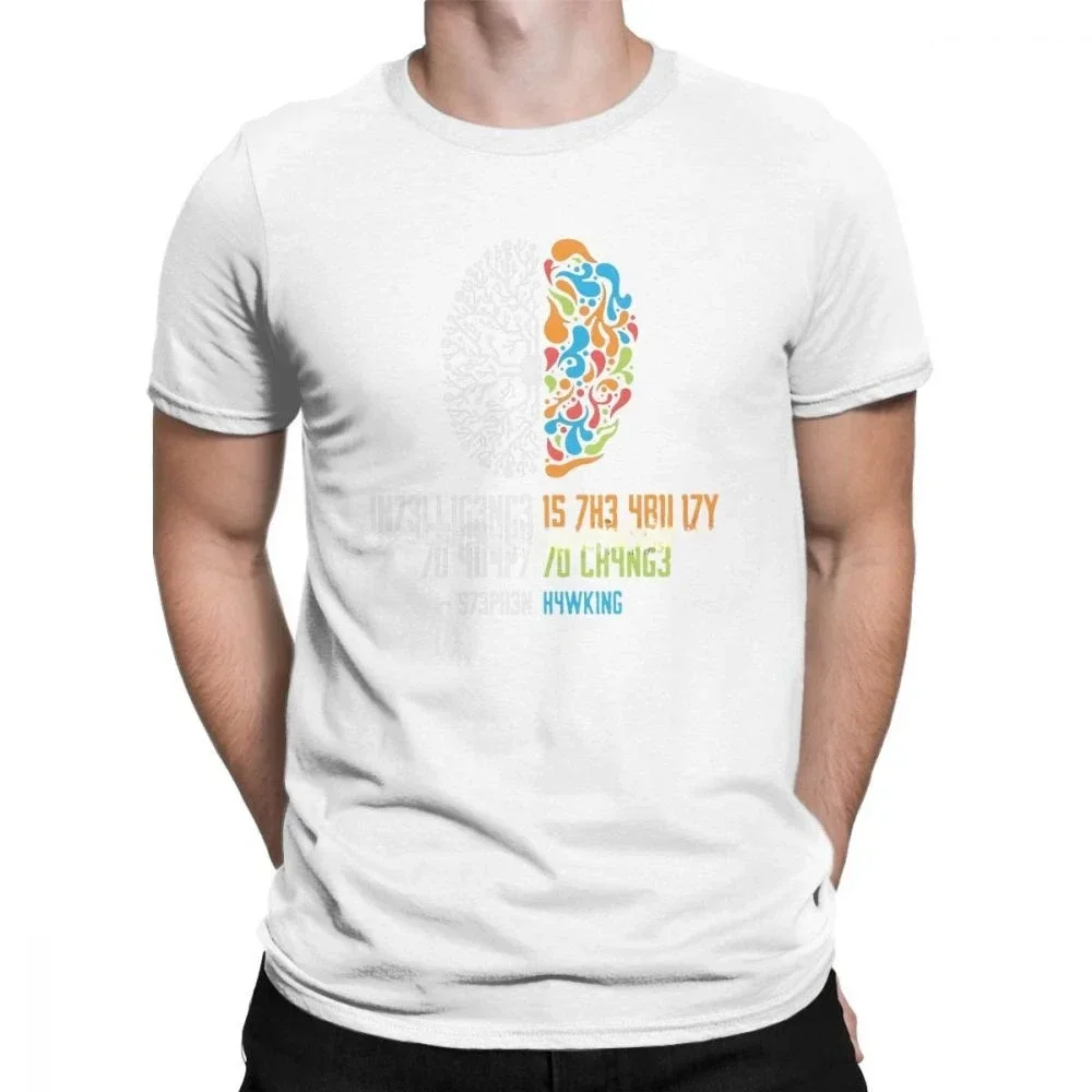 100% Cotton Tee Shirt Intelligence Men T Shirt Intelligence Is The Ability To Adapt To Change Vintage Science Slogan T-Shirt2024